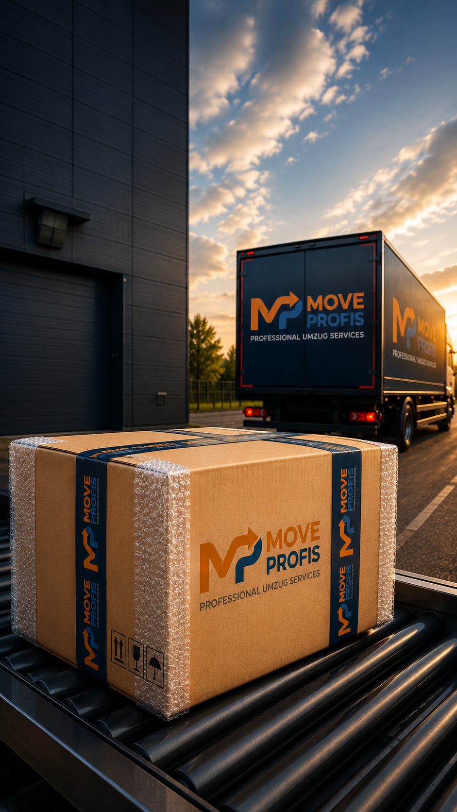 Sorgfältig verpackte Umzugskartons, bereit für den Transport